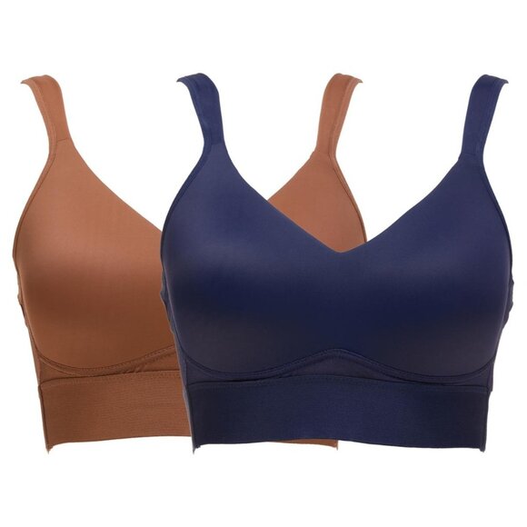 Rhonda Shear 2 Pack Molded Cup Bra with Wrap Back Size 1X Mahogany Navy 635.10 - Picture 1 of 9